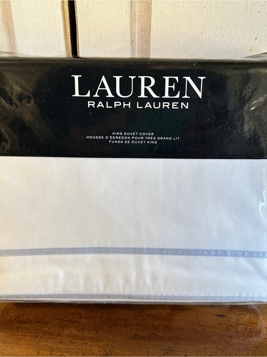 Ralph Lauren Other - NIP Ralph Lauren Spencer King Duvet Cover White w Light Cornflower Blue Trim